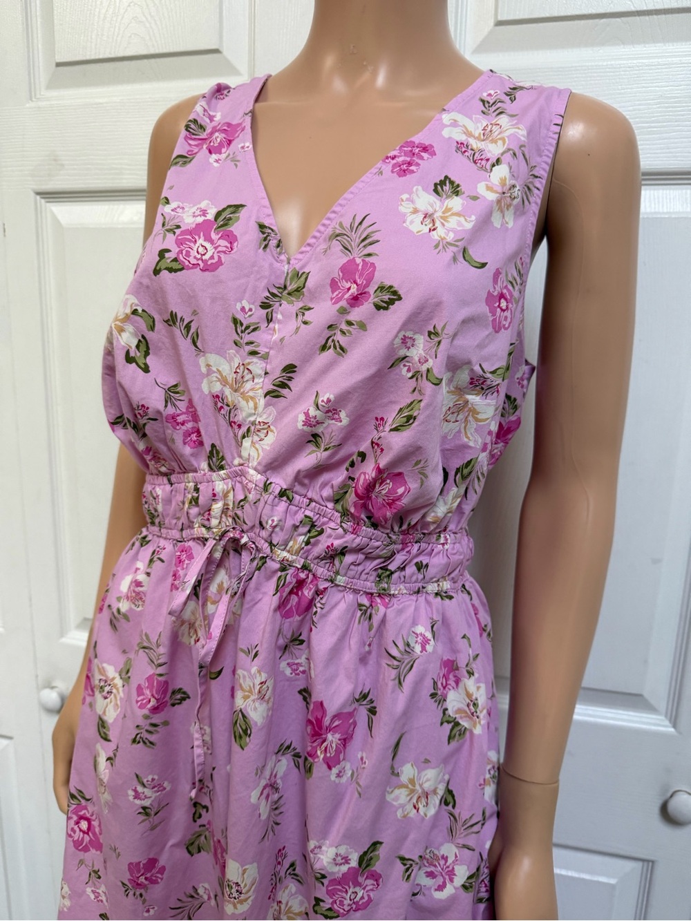 Lane Bryant Pink Floral Sleeveless Cotton Dress Women’s Size 16 - Picture 3 of 16